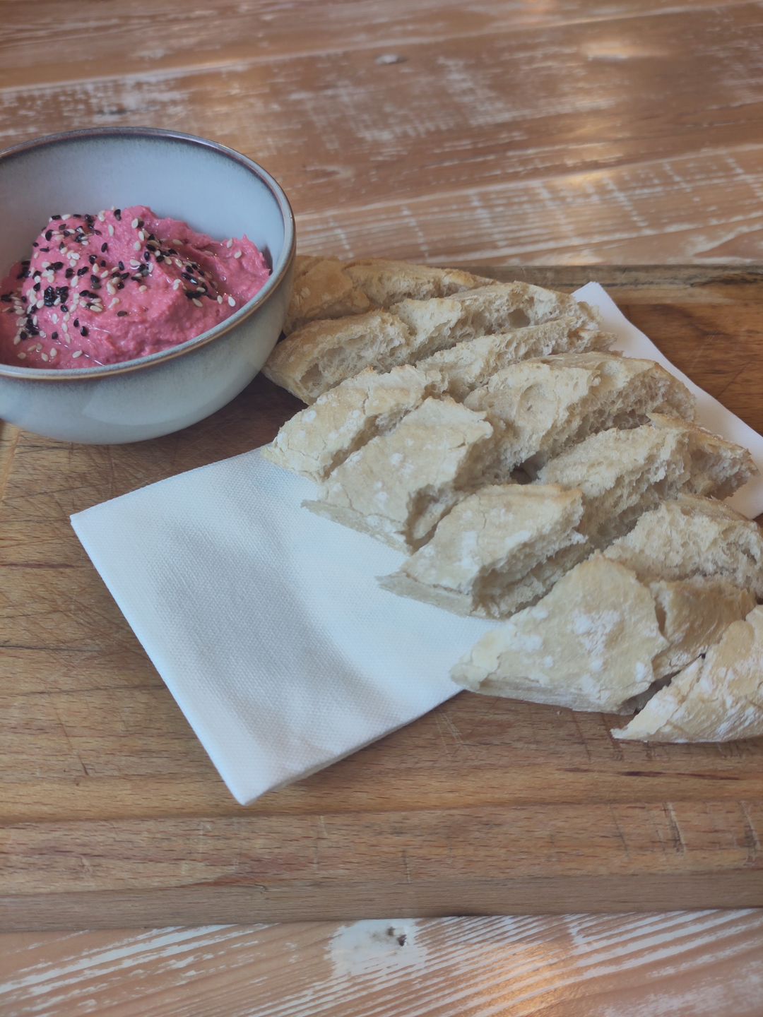 Warm Bread, Beetroot Hummus & Chilli Oil